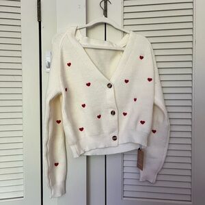 Valentine’s Day mini heart cardigan